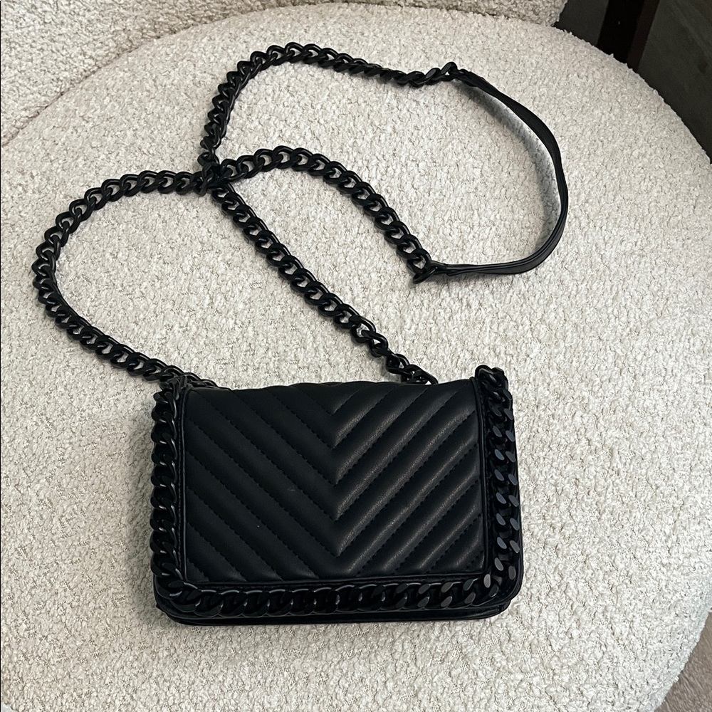 Aldo Black Quilted Crossbody Bag with Chain
